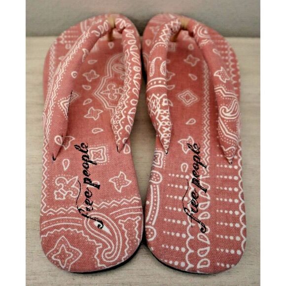 Free People Women's Sz 41 US 10-11 Pink & White Es Verdra Cotton Thong Sandals - Picture 2 of 16